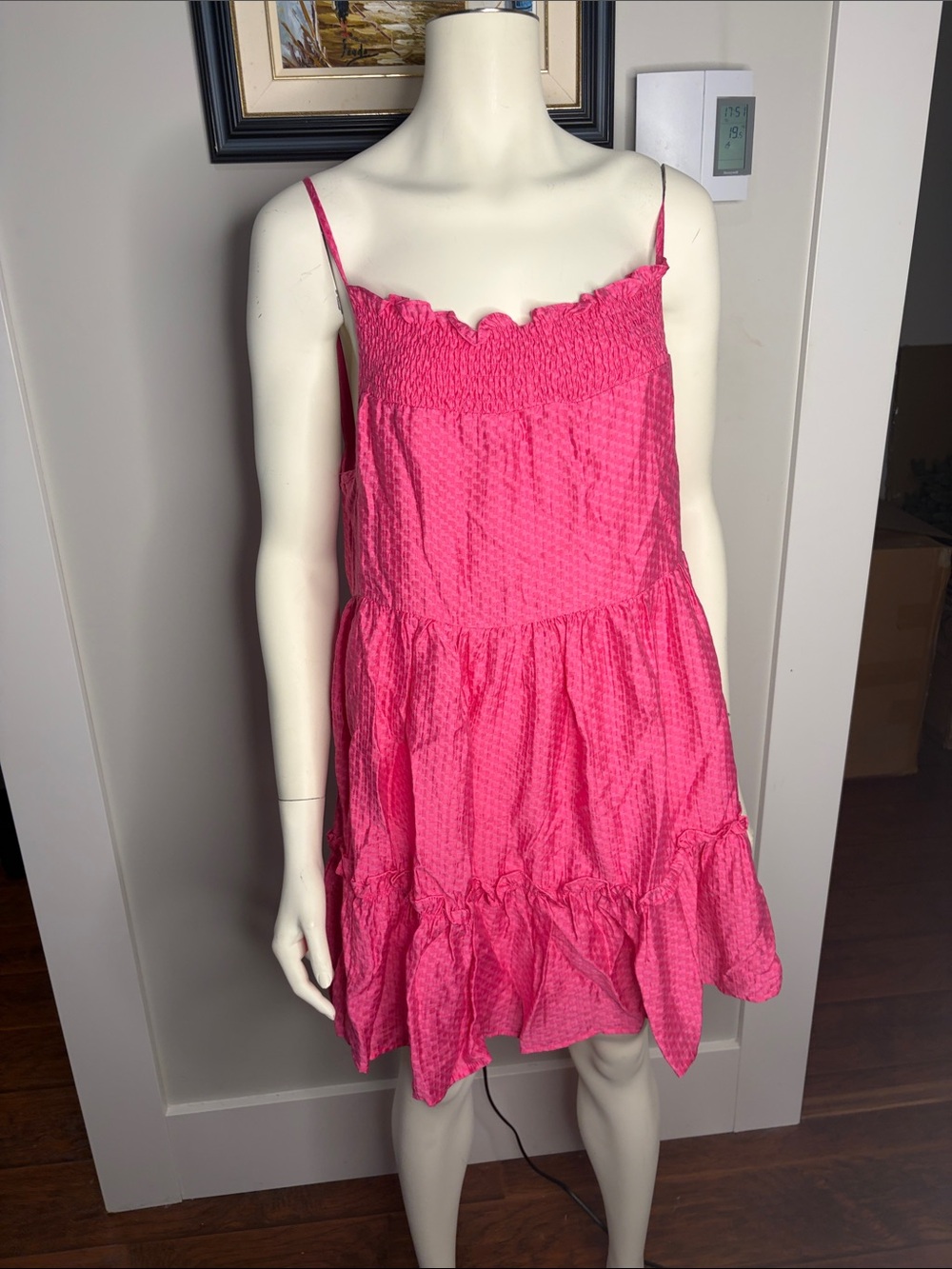 Lumiere Hot Pink Smocked Tiered Sundress